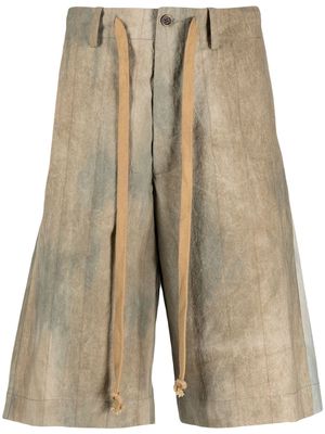 Uma Wang striped drawstring-waist bermuda shorts - Brown