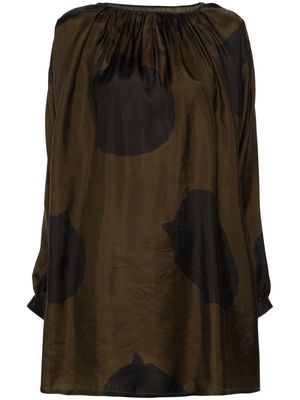 Uma Wang Tammy abstract-print blouse - Brown