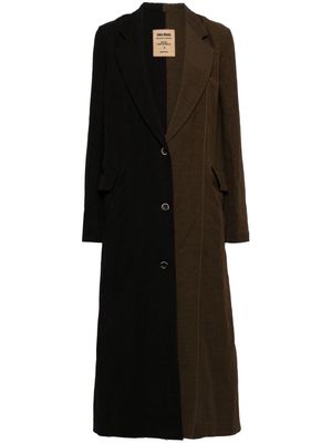 Uma Wang two-tone single-breasted coat - Brown