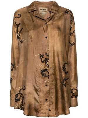 Uma Wang Tyesha dragon-print shirt - Brown