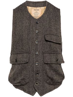 Uma Wang V-neck wool waistcoat - Brown