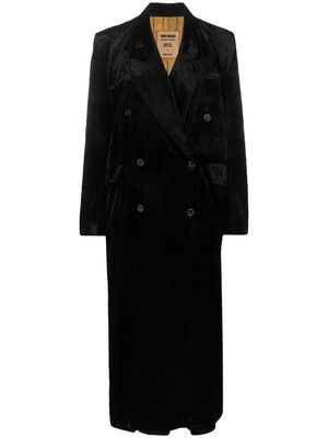 Uma Wang velvet effect double breasted coat - Black