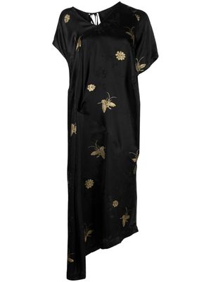 Uma Wang x onefifteen embroidered asymmetric dress - Black