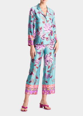 Ume Floral-Print Satin Pajama Set