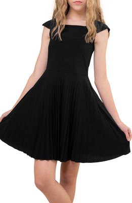 Un Deux Trois Kids' Fit & Flare Pleated Dress in Black