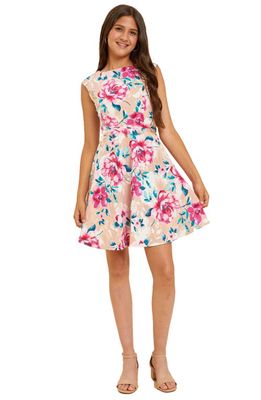 Un Deux Trois Kids' Textured Fit & Flare Dress in Rose