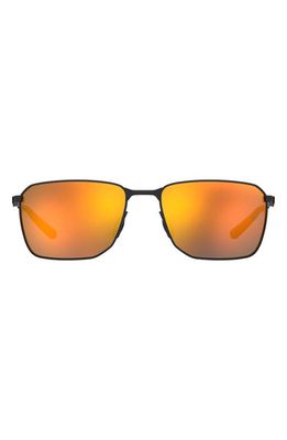 Under Armour 58mm Rectangular Sunglasses in Matte Black/Orange Multilayer