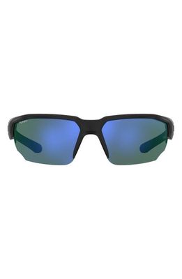 Under Armour 70mm Polarized Oversize Sport Sunglasses in Black Grey /Green