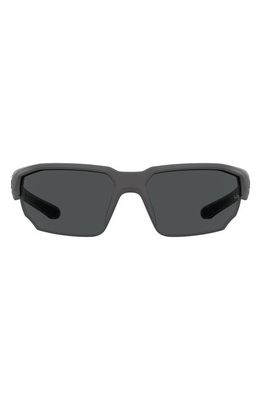 Under Armour 70mm Polarized Oversize Sport Sunglasses in Grey Black