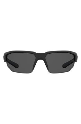 Under Armour 70mm Polarized Oversize Sport Sunglasses in Matte Black