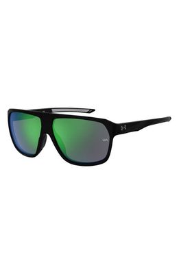 Under Armour Dominate 62mm Oversize Rectangular Sunglasses in Black /Green