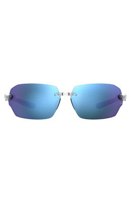 Under Armour Fire 71mm Geometric Sunglasses in Crystal/Blue Multi Oleophobic