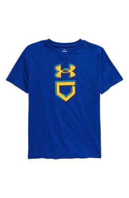 Under Armour Kids' Baseball Icon Short Sleeve Top in Royal /Capri
