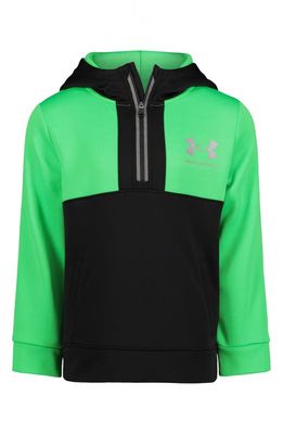 Under Armour Kids' Light It Up Colorblock Quarter Zip Pullover in Extreme Green