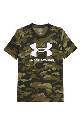 Under Armour Kids' Logo Graphic Tee in Marine Od Green /White