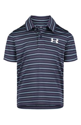 Under Armour Kids' Match Play Stripe Performance Polo in Midnight Navy