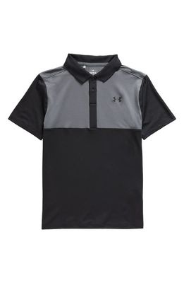 Under Armour Kids' Performance Colorblock Polo in Black /Pitch Gray /Black