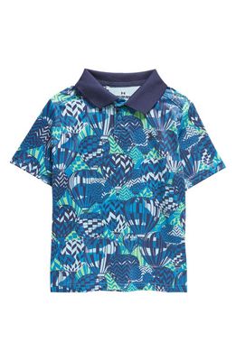 Under Armour Kids' Performance Print Polo in Cosmic Blue /Green Screen