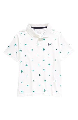 Under Armour Kids' Performance Print Polo in White /Midnight Navy