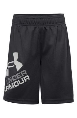 Under Armour Kids' Prototype Logo Performance Athletic Shorts in Pitch Gray/White