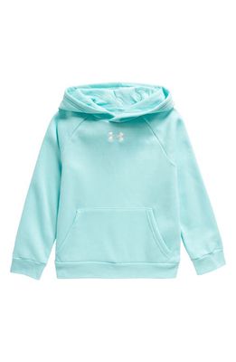 Under Armour Kids' Rival Fleece Hoodie in Neon Turquoise /White