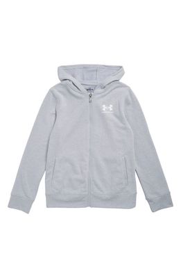 Under Armour Kids' Rival Zip Hoodie in Mod Gray Heather/onyx White