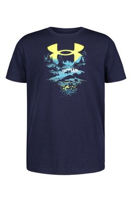 Under Armour Kids' Stream View Canoe Performance Graphic T-Shirt in Midnight Navy