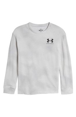 Under Armour Kids' Textured Long Sleeve Performance T-Shirt in Mod Gray //Black