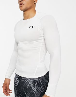 Under Armour Training HeatGear long sleeve top in white