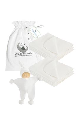 Under the Nile 9-Piece Organic Cotton Burp Cloths & Toy Gift Set in White