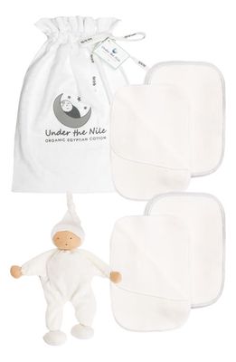 Under the Nile Essentials Organic Egyptian Cotton Wipes & Toy Set in White