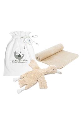 Under the Nile Goose Faux Fur Organic Cotton Blanket & Plush Toy Set in Natural