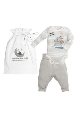 Under the Nile Hippo 2-Piece Organic Cotton Gift Set in Grey