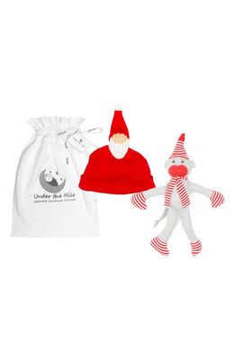 Under the Nile Organic Cotton Santa Beanie & Toy Set in Red