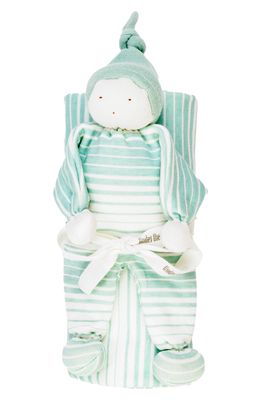 Under the Nile Organic Cotton Stripe Swaddle Blanket & Buddy Toy Set in Sea Breeze