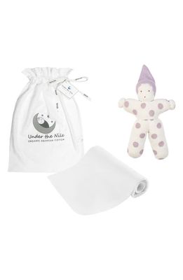 Under the Nile Organic Cotton Swaddle Blanket & Toy Set in Lavender