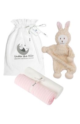 Under the Nile Organic Cotton Swaddle Blanket & Toy Set in Pink