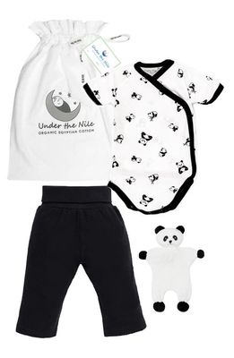 Under the Nile Panda 3-Piece Organic Cotton Gift Set in White