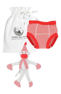 Under the Nile Red Training Pants & Stuffed Monkey Toy Set
