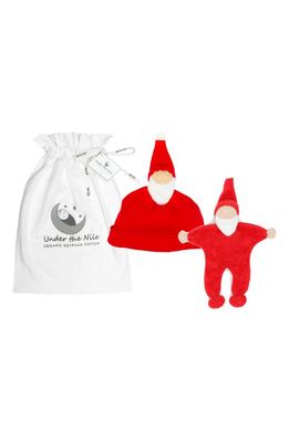 Under the Nile Santa Organic Cotton Beanie & Plush Toy Set in Red
