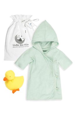 Under the Nile Terry Hooded Robe & Stuffed Duck Set in Sea Breeze