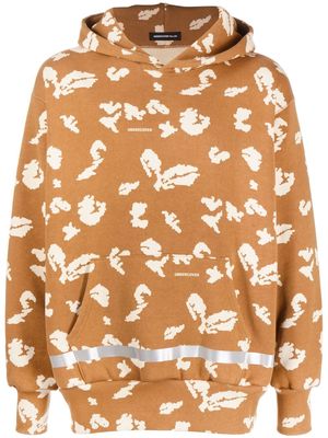 Undercover abstract-print hoodie - Brown