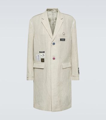 Undercover Appliqué pinstripe wool and linen coat