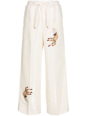 Undercover bead-embellished palazzo trousers - White