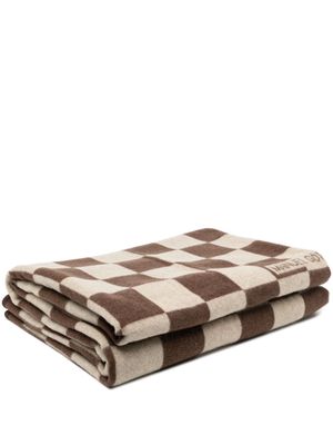 Undercover check-pattern cashmere-blend blanket - Brown