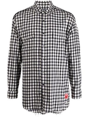 Undercover check-pattern logo-patch shirt - Black