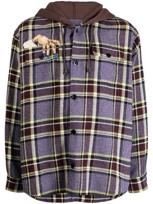 Undercover check-pattern slouch-hood shirt jacket - Multicolour