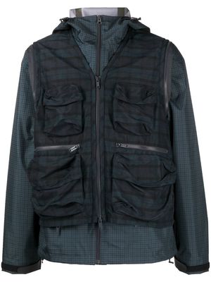 UNDERCOVER check-pattern zip-fastening jacket - Green