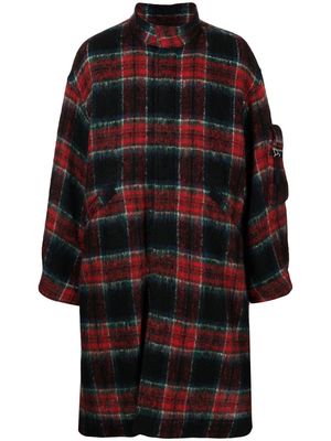 Undercover check-pattern zip-front midi coat - Multicolour