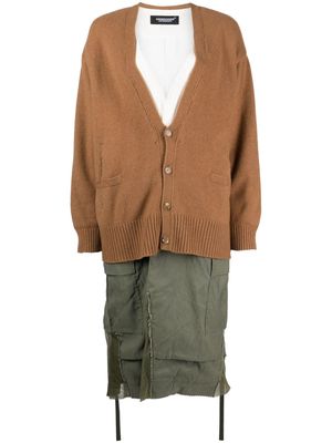 Undercover colour-block layered maxi coat - Brown